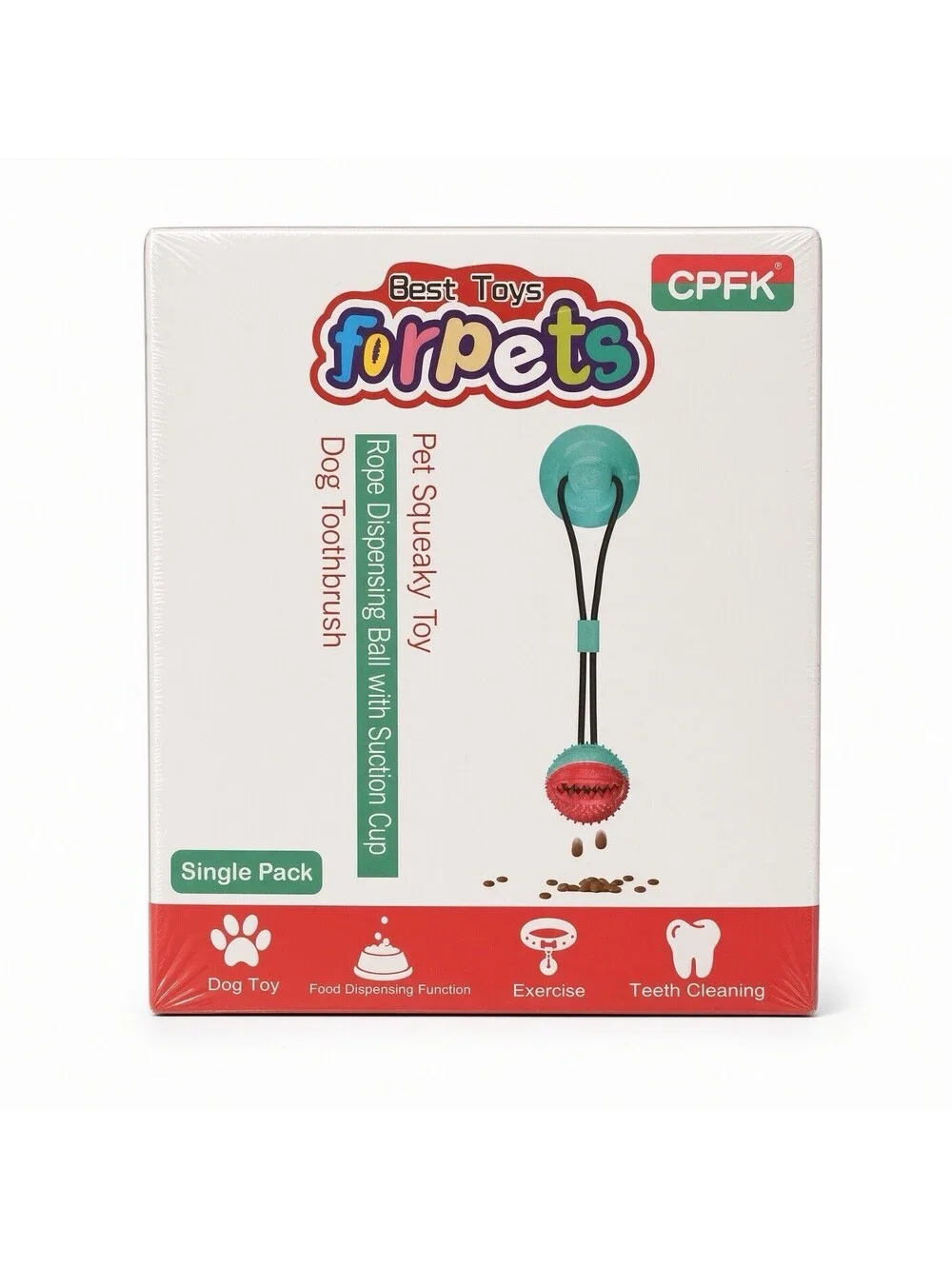 Forpets Dog Chew Toy Suction Cup Tug Food Dispensing Ball Teeth Clean